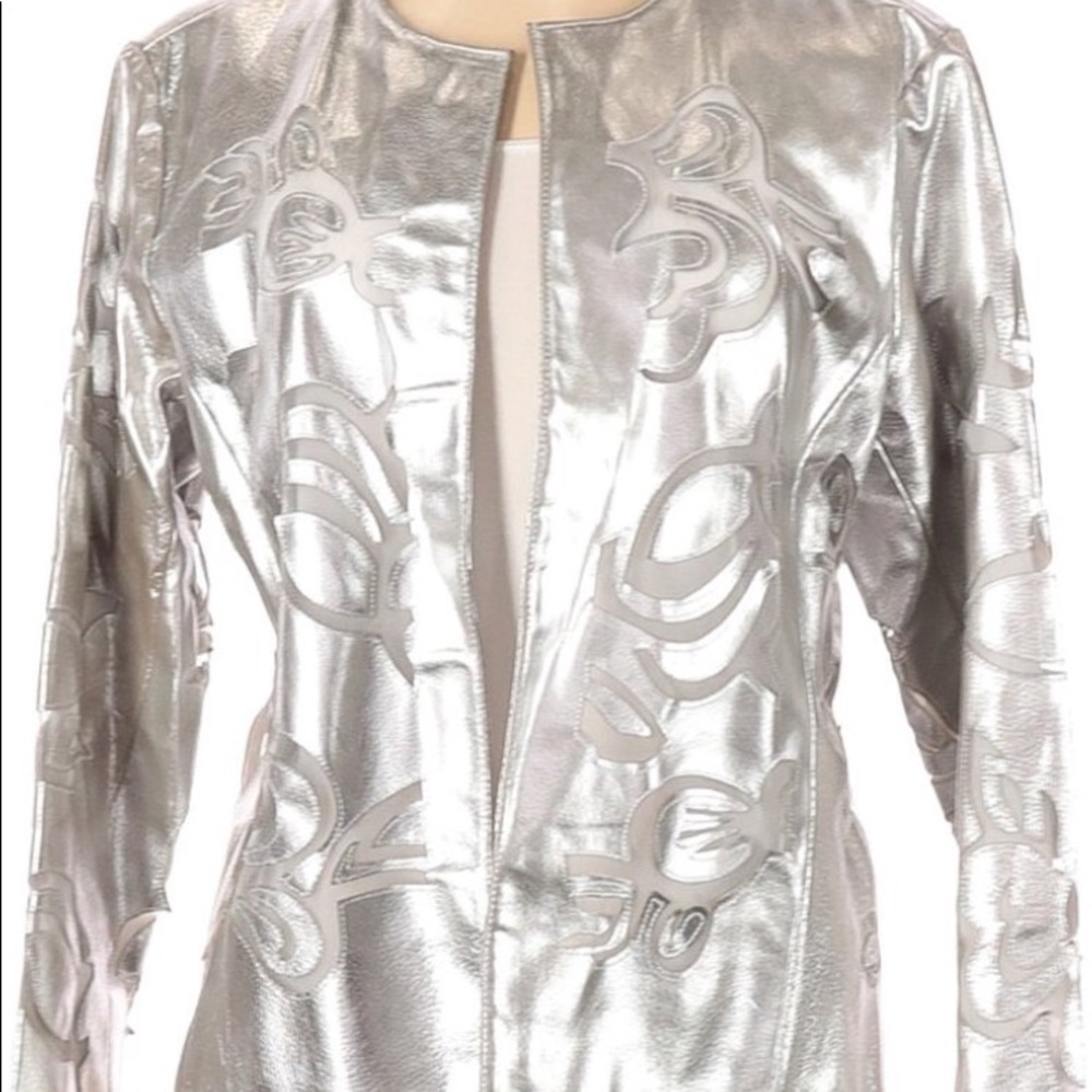 Chico’s Silver Anniversary Leather Blazer NWT